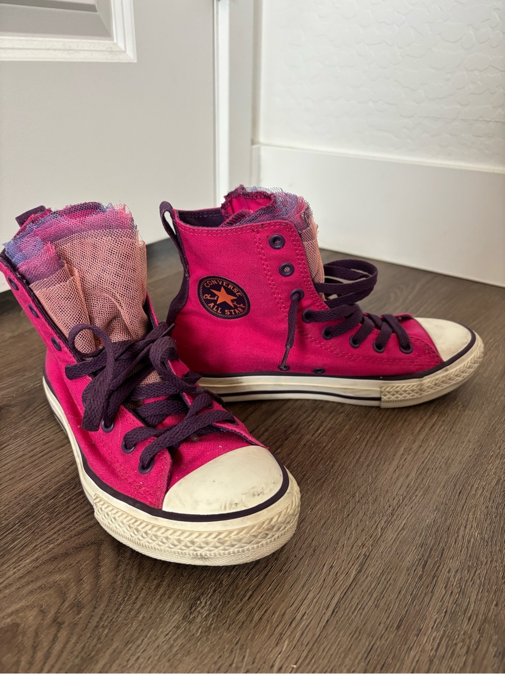 Converse All Star Chuck Taylor Purple/Pink High-Top Tutu Tulle Ruffle Sneakers